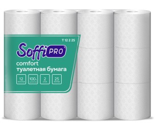Туалетная бумага SoffiPRO Comfort, 2 сл., 25 м., 12 рул.