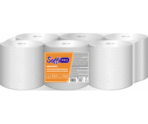 Полотенца бумажные SoffiPRO эконом, 1 сл., белые, с центральной вытяжкой, с перфорацией